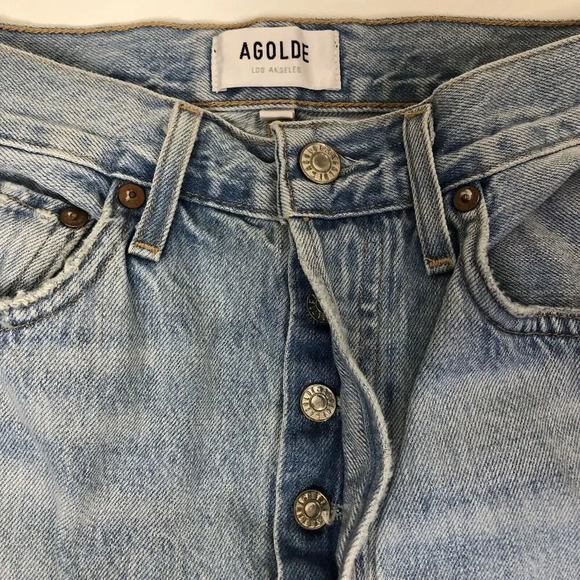 Agolde Riley High Rise Straight Crop Jeans Distressed Womens Size 27 In Shatter - Picture 7 of 11